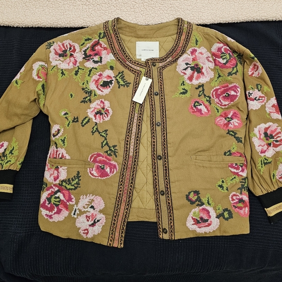 ANTHROPOLOGIE NWR Camo Embroidered Bomber Jacket - Picture 2 of 7